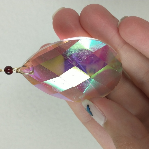 Handmade Suncatcher Red Burgundy Beaded Heart Boho Window Art Garden Hippe - Picture 6 of 6